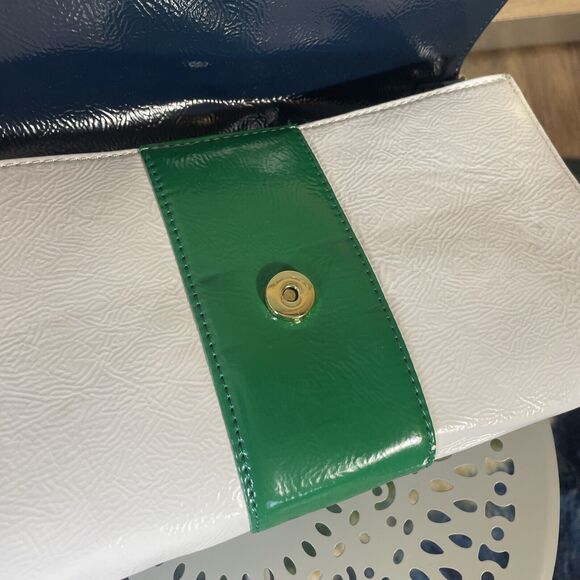 Designer Marc Fisher Handbag Croco Clutch Handbag Purse Green Blue White - Picture 8 of 9